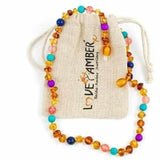 Adult Blossom Honey Baltic Amber Purple Howlite Lapis Lazuli Quartz Anklet Love Amber X