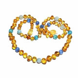 Adult Paradise Baltic Amber Blue Cats Eyes Aquamarine Gemstone Necklace Love Amber X