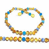 Adult Paradise Baltic Amber Blue Cats Eyes Aquamarine Gemstone Necklace Love Amber X